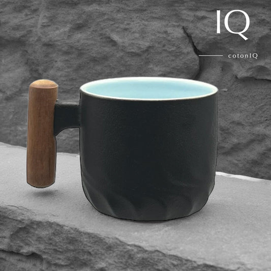 Designer-Espressotasse mit Holzgriff – Schwarz – 70 ml-0