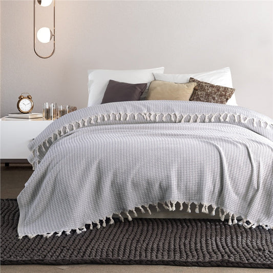 Tagesdecke | Bettüberwurf | Sofaüberwurf | 150 x 200 cm | 100% Baumwolle | Grau-0